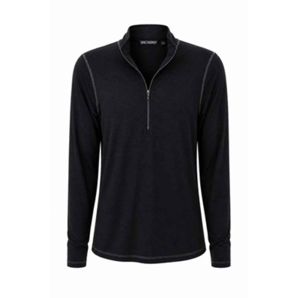 SNOSKINS Shirt Women L Black 1/4 Zip Mock Neck Ski Base Layer Thermal USA